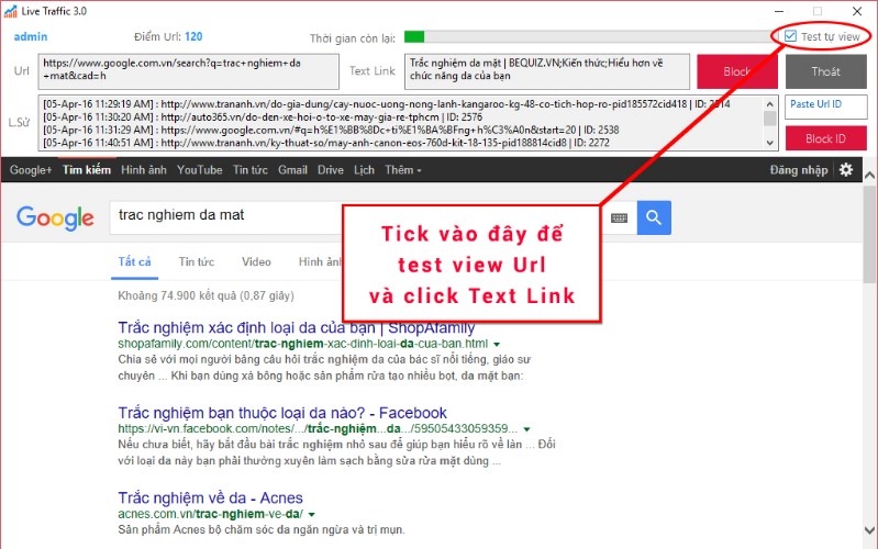 Hướng dẫn thêm Url và Text Link - Live Traffic