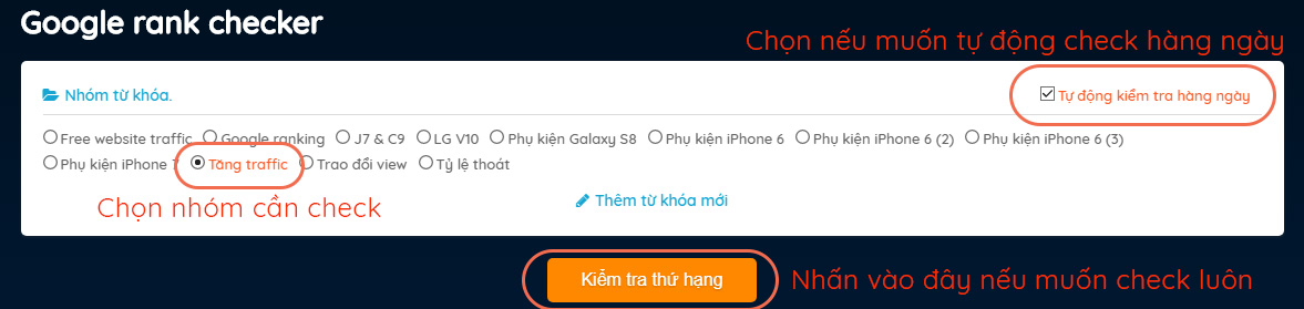 Kiểm tra thứ hạng từ khóa